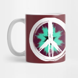 Maroon/Teal Tie-Dye Peace Sign Mug